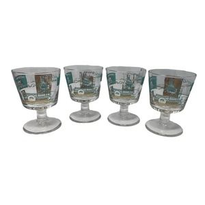 Vintage 60's‎ Libbey Southern Comfort Steamboat Riverboat Footed Glasses